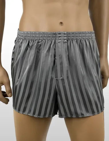 Silk Boxer Jacquard Stripe Steelgrey