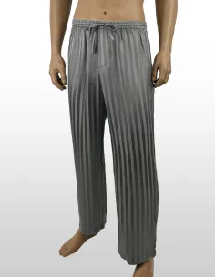 Silk Lounge Pants inSilk Jacquard Stripe Steelgrey